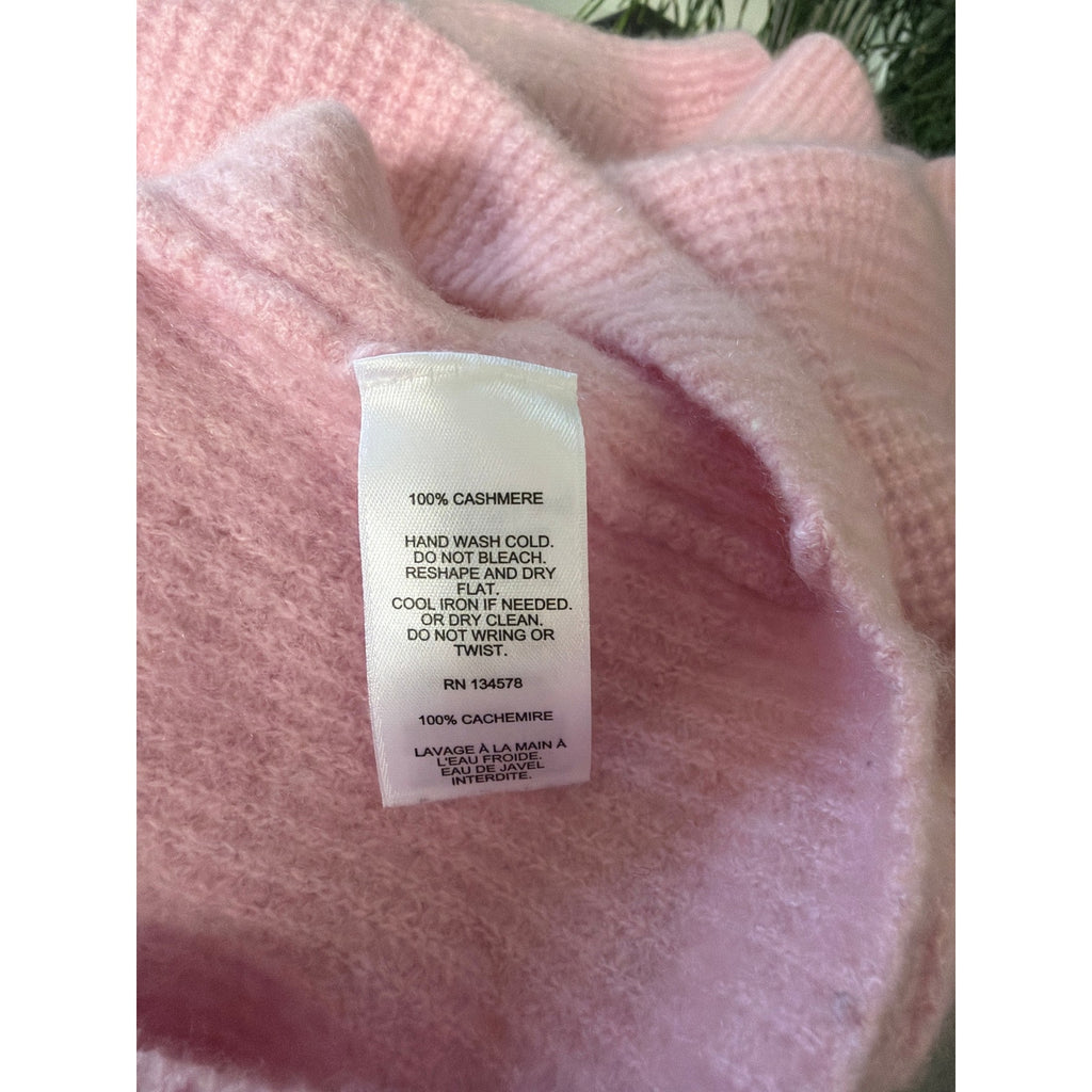 Vineyard Vines 100% Cashmere Pink Waffle Knit Mock Neck Sweater Womens S