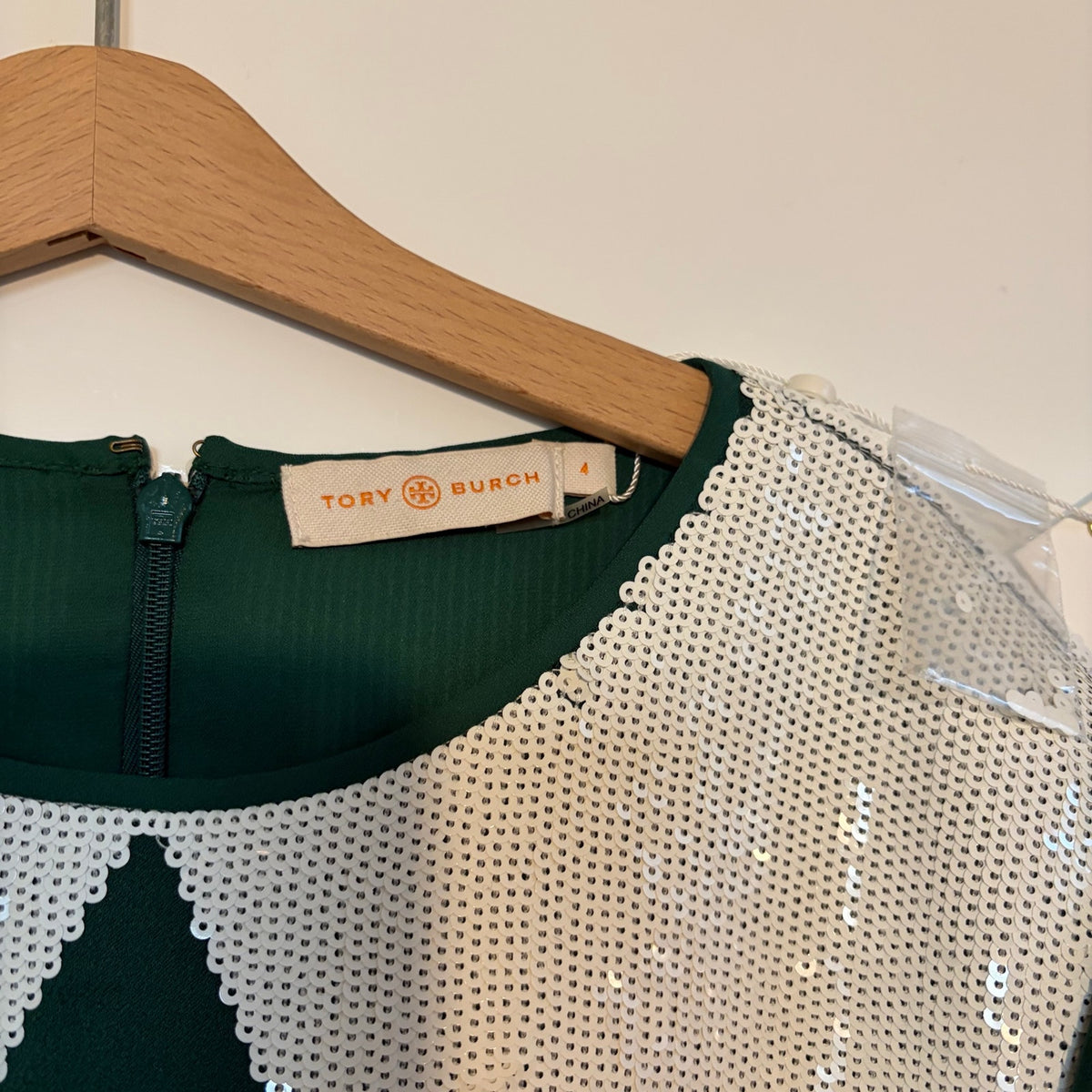 Tory Burch Green Sequin Argyle Sweater NWT Size 4 | Holiday Party Sparkle