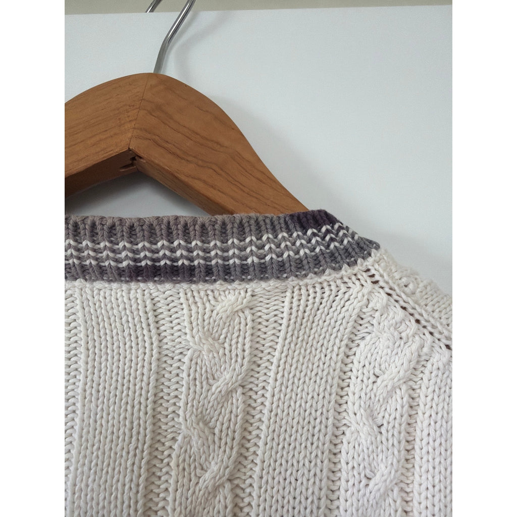 Vintage Britches of Georgetowne Cream Cable Knit Tennis Sweater Vest Mens L