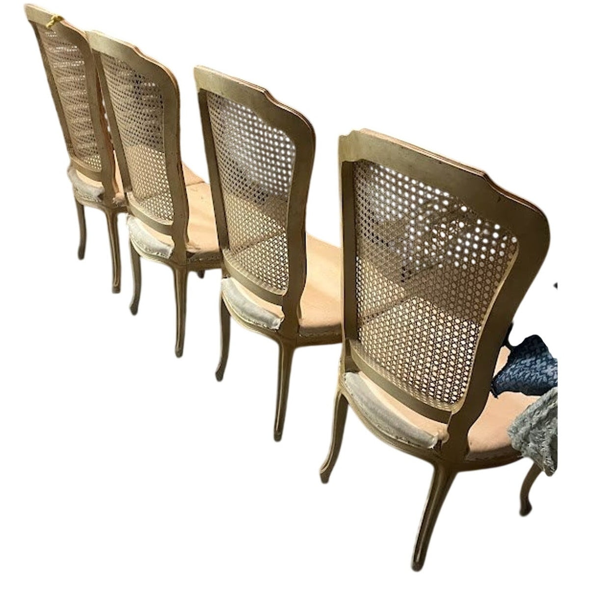 Set of 6 Vintage Italian Cane Back Dining Chairs Ready to Upholster