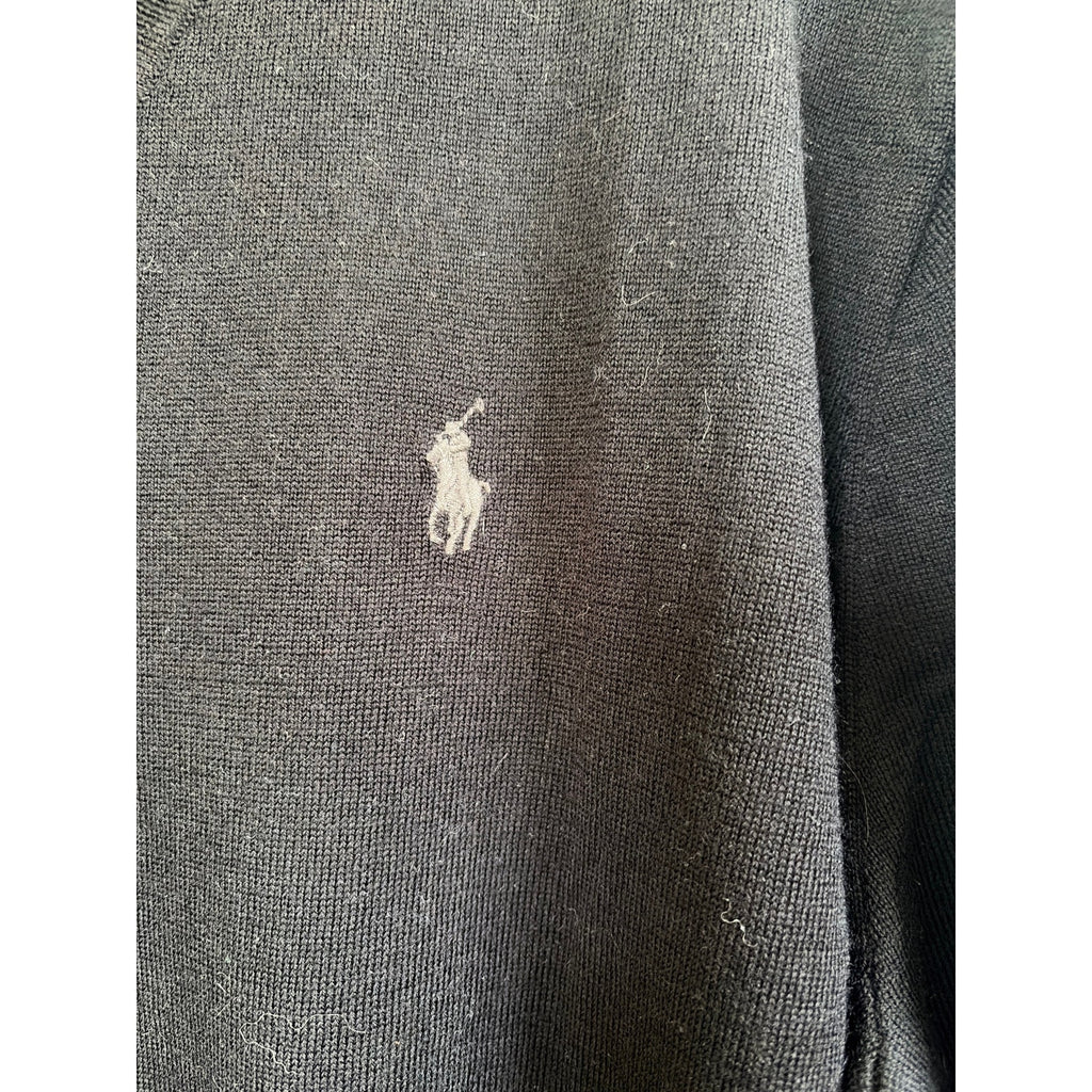Polo Ralph Lauren Mens Black Washable Merino Wool V-Neck Sweater 4XB Big
