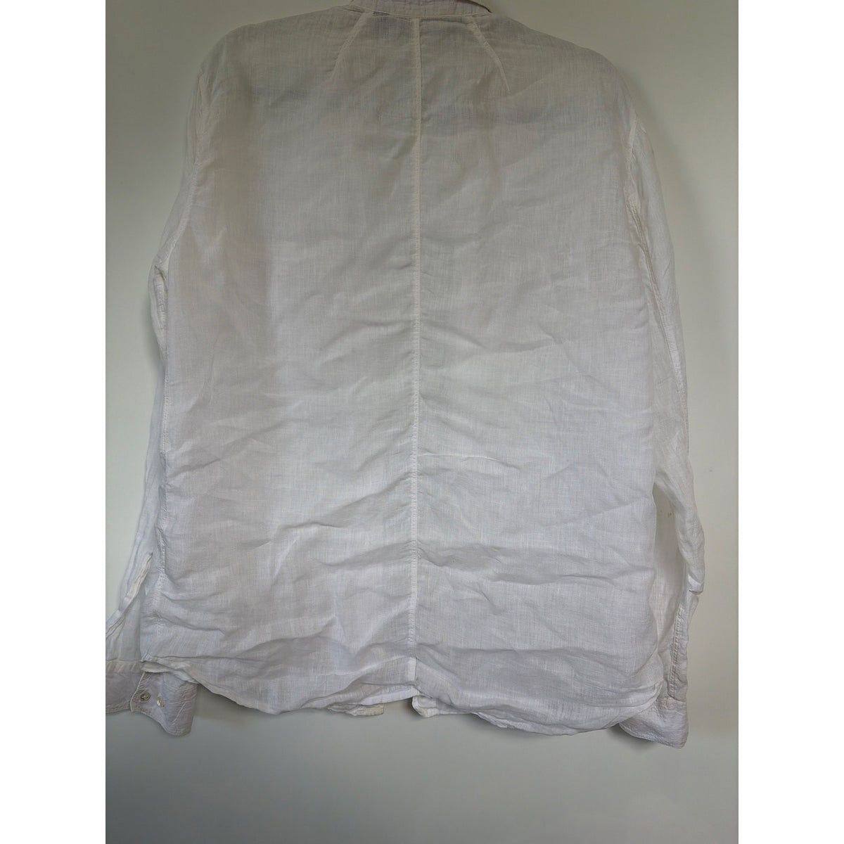 Theory Mens 100% Linen White Button Down Shirt Long Sleeve Chest Pockets