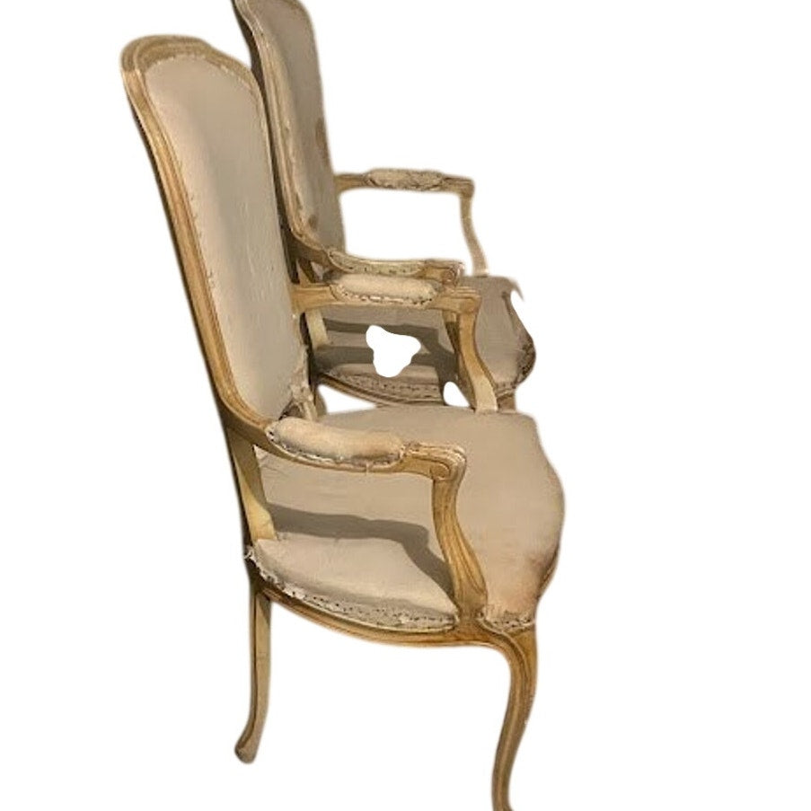 Set of 6 Vintage Italian Cane Back Dining Chairs Ready to Upholster