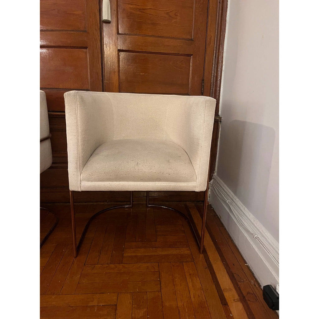 Sunday Pick. North Hoboken. Pair of Anthropologie Barrel Chairs. Rose Gold Frame