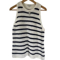 Madewell Crochet-Knit Crewneck Sweater Tank in Navy Stripe