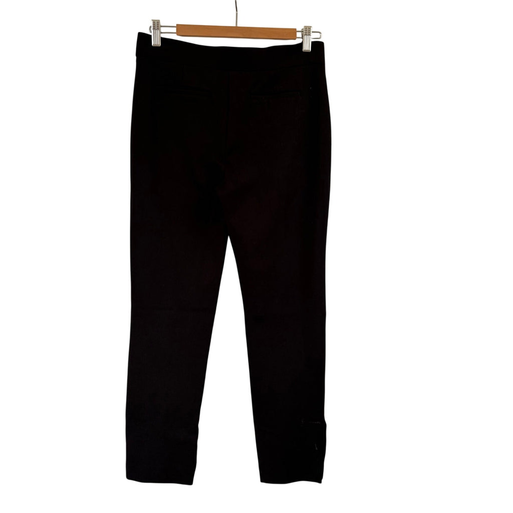 Anne Klein Black Ponte Ankle Pants Gold AK Button Hem Workwear Size 6