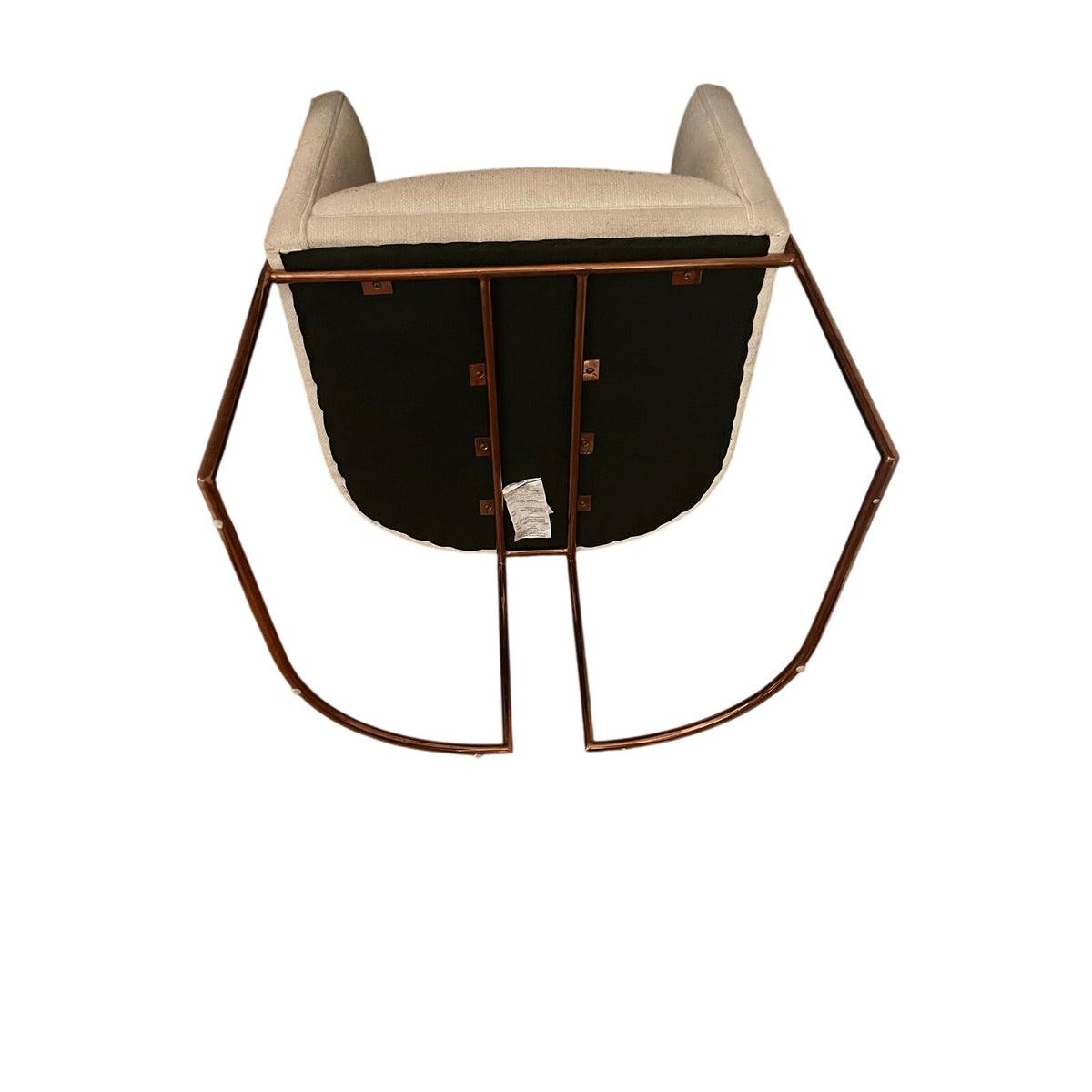 Sunday Pick. North Hoboken. Pair of Anthropologie Barrel Chairs. Rose Gold Frame
