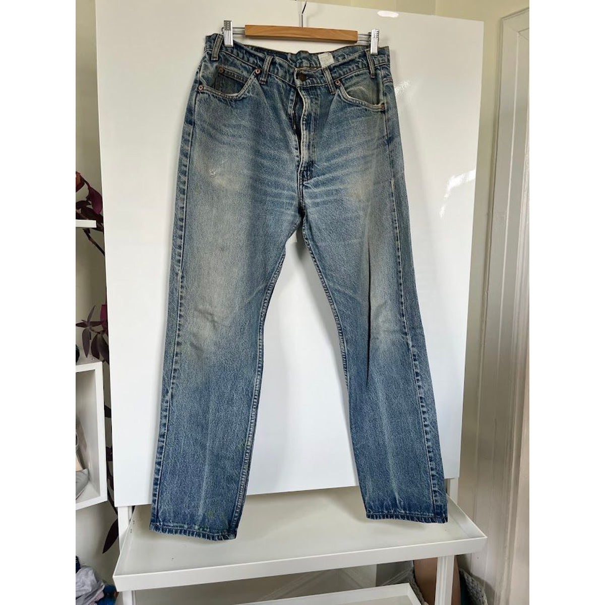 Vintage 1992 Levis 505 Orange Tab Jeans Made in USA Worker Patina Fade 35.5x