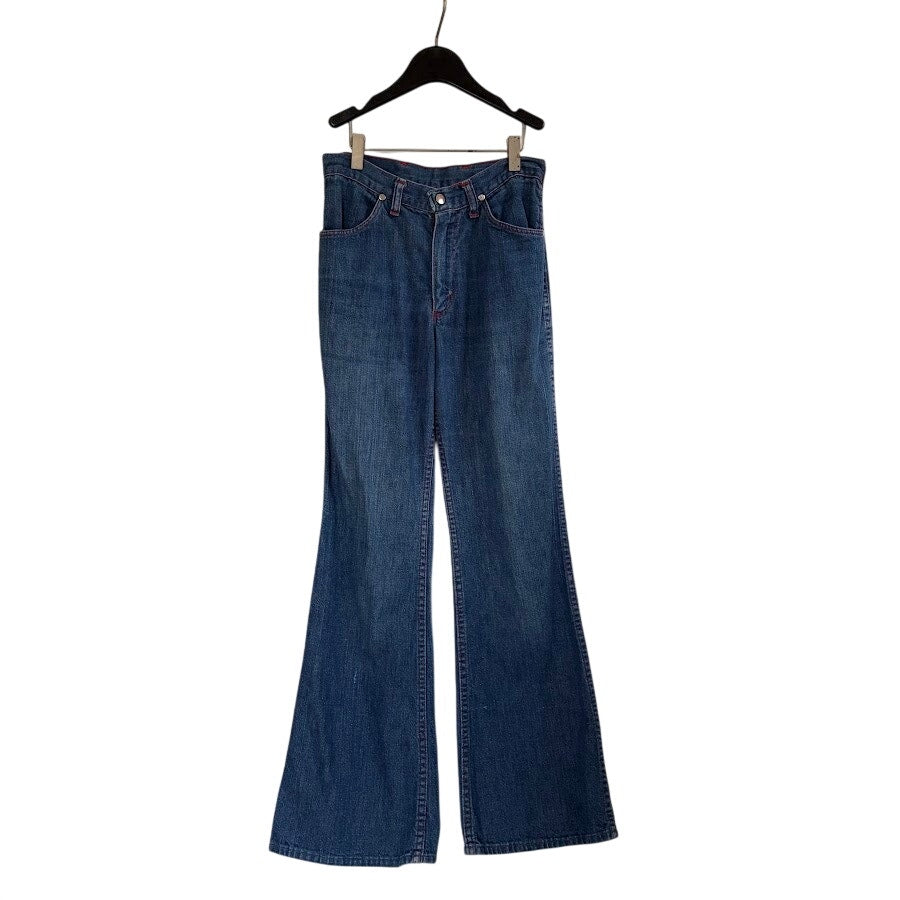 Vintage 70s Wrangler Cinch Back Flare Jeans Red Stitching High Waist 7/8
