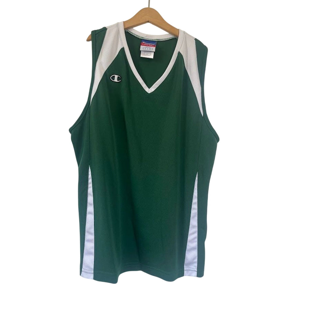 Vintage Champion Green White Basketball Jersey Tank Size L