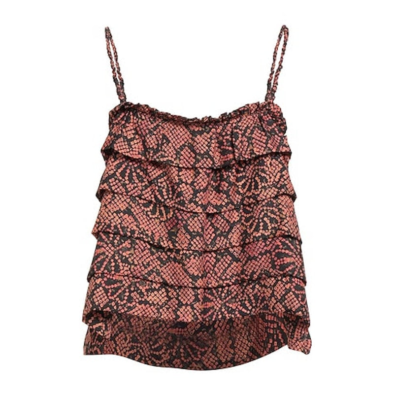 NWT Ulla Johnson Desi Cami · Silk Pink Thistle Snakeskin Tiered Ruffle · Sz 8