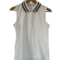 Tory Sport Sleeveless Performance Polo White Navy Striped Collar Size M Style 43754