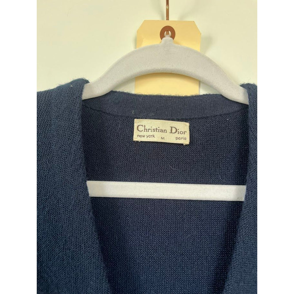 Christian Dior New York + Paris Navy Golf Sweater | 1970s | M