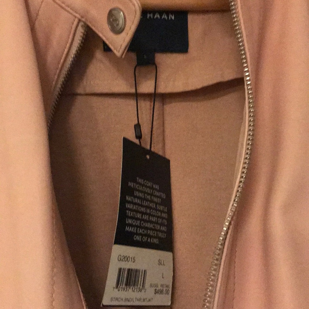Cole haan blush pink leather jacket size L NWT
