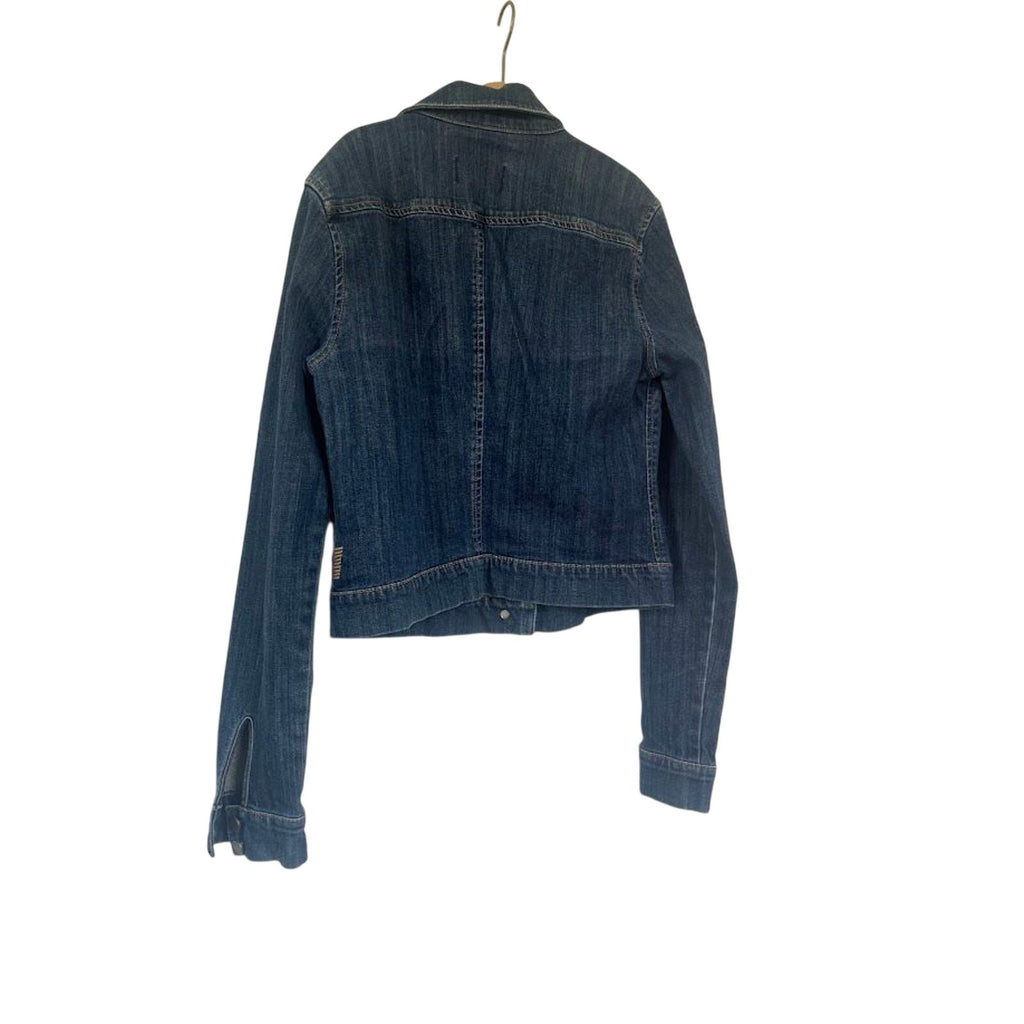 Paige "Vermont" Denim Trucker Jacket in Dark Wash Blue Jean. Size S