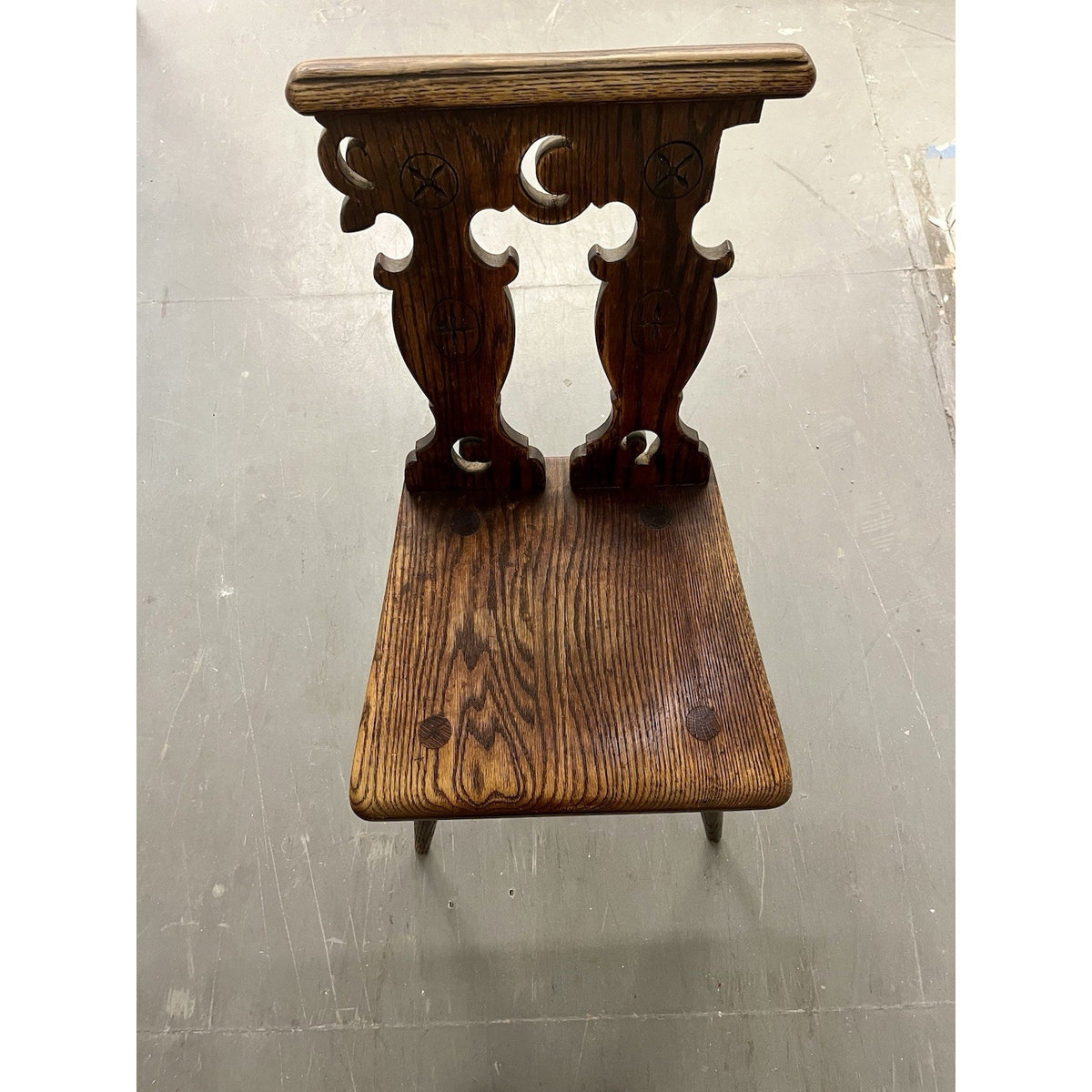 Sunday Pick Up  Hoboken - Vintage French Brutalist Chair - Celestial Motif Moon Cutouts