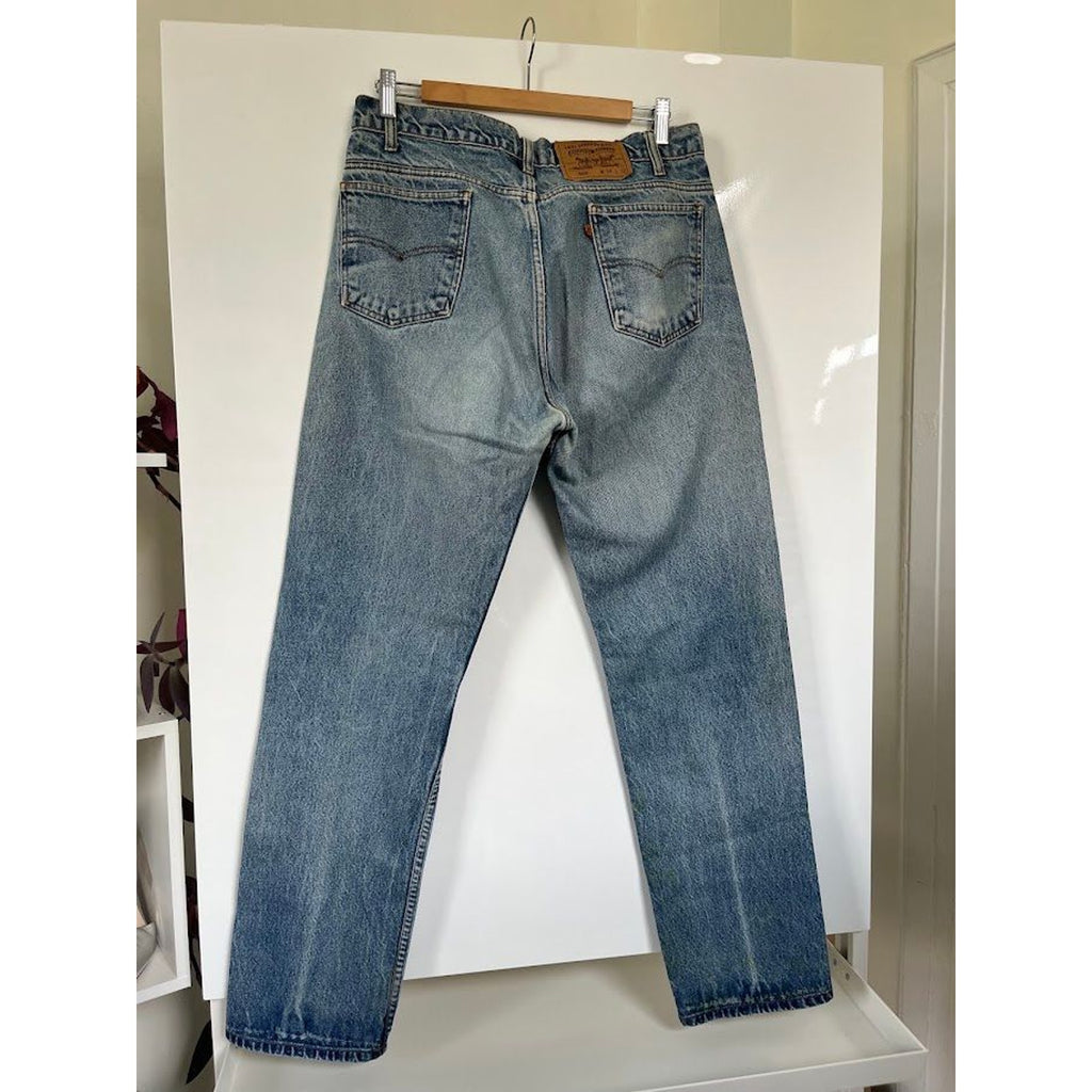 Vintage 1992 Levis 505 Orange Tab Jeans Made in USA Worker Patina Fade 35.5x
