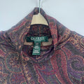 Lauren Ralph Lauren Autumn Paisley Shimmer Mock Neck Cap Sleeve Top S