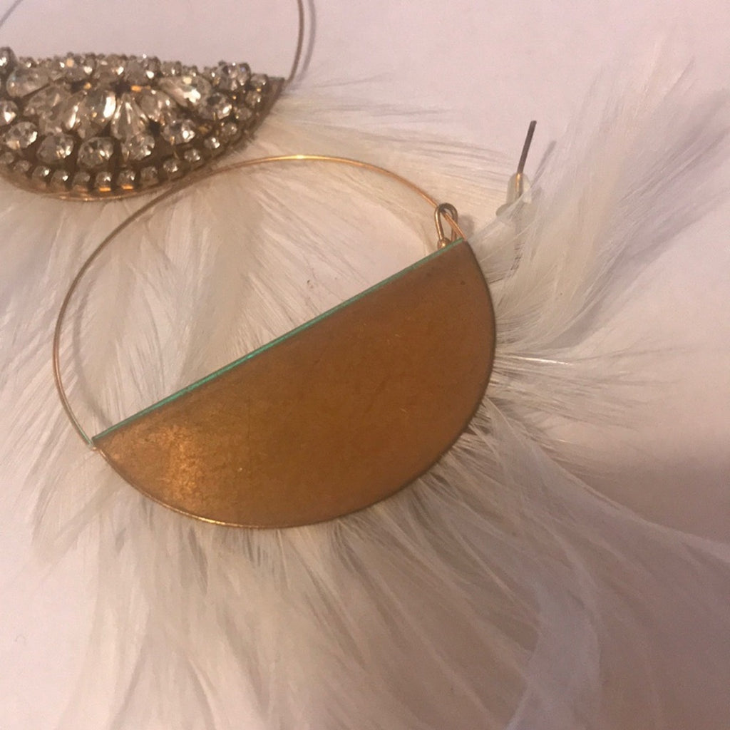 Boho rhinestone feather-earrings