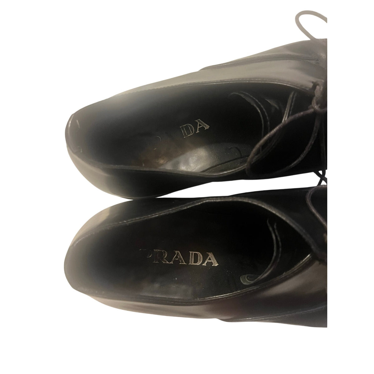 Prada Archive Ornate Medallion Toe Derby Shoes Leather Mens US 10.5 Vintage