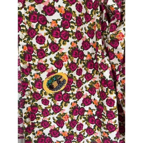 Anthropologie x Orla Kiely Begonia Print Blouse Pink Red Floral Fall 2013 Size  | M