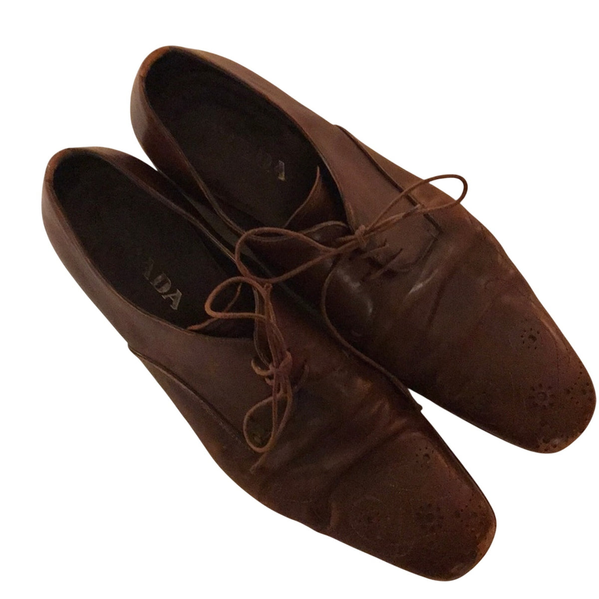 PRADA men’s wingtip oxfords.  Brown size 10.5