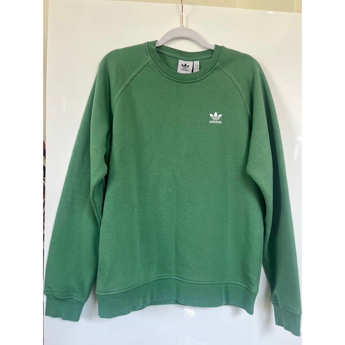 2024 Adidas Originals Adicolor Essentials Crewneck Sweatshirt in Preloved Green (Style IY4934 / ODY001).