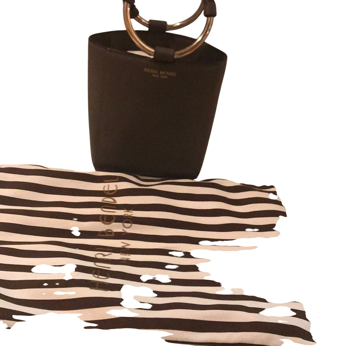 Henri Bendel Marqui Woven Bangle Bracelet Bag | Black Leather | Dust Bag Include