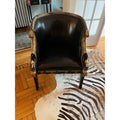 French Empire Bergère Chair | Black Leather + Ebonized Gilt Frame