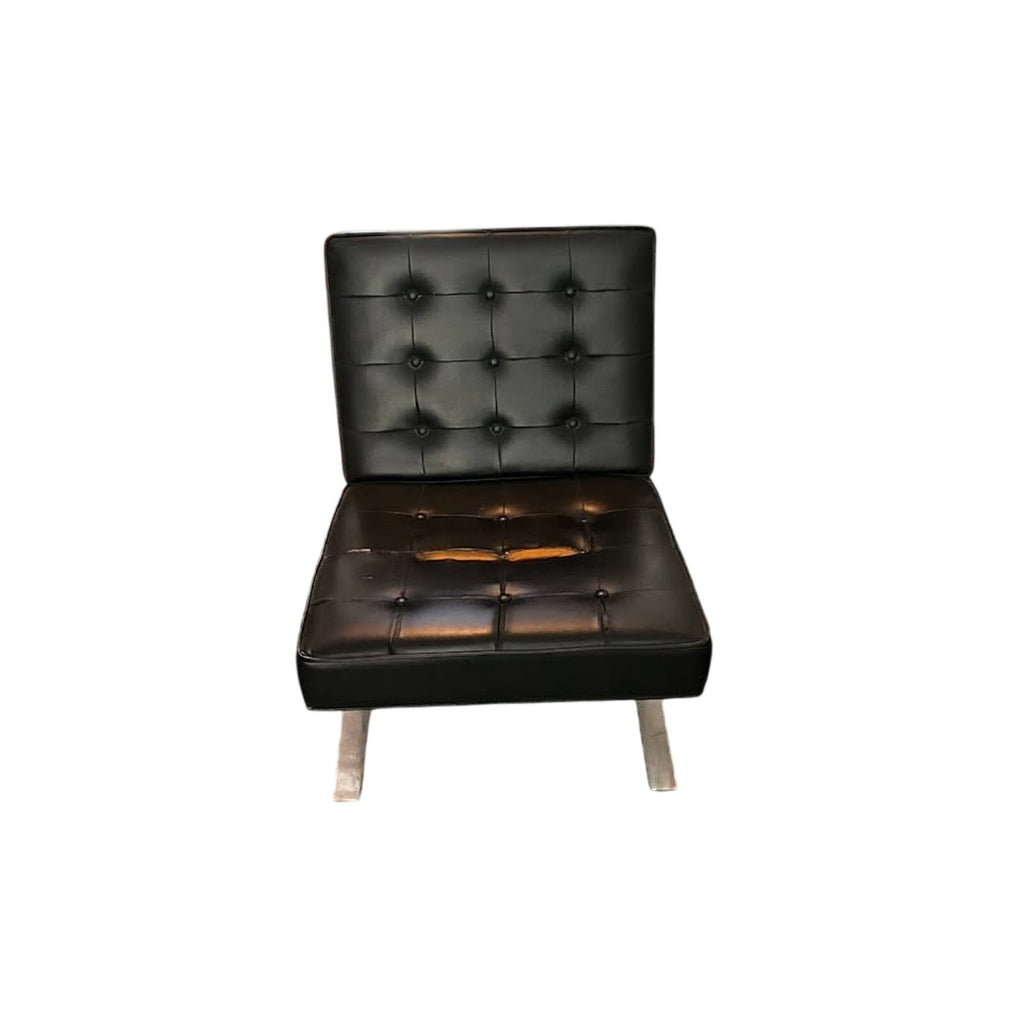 Sunday Pick Up - Hoboken Barcelona-Style Lounge Chair | Black Tufted Vinyl | MCM | sunday p/u  hoboken