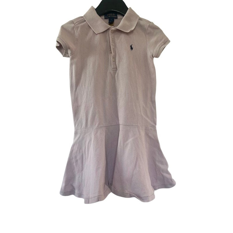 Ralph Lauren Girls Polo Dress Size 4 Dusty Pink Pique Navy Pony