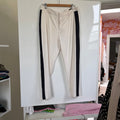 Banana Republic Avery Tuxedo Stripe Trouser Ivory Navy Pleated Ankle Pant Size 10